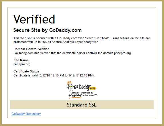 PricePro -Secure Site by GoDaddy.com