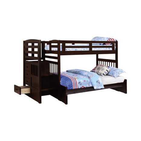 460366 Twin Over Double Bunk Bed, Twin Over Double Bunk Bed